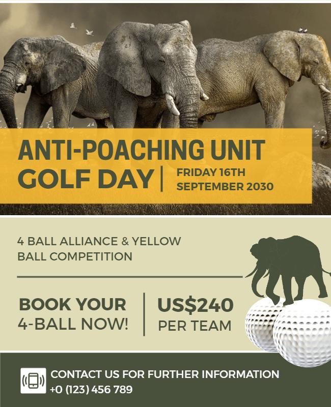 Earthy Wildlife Conservation Golf Day Fundraiser Poster Template