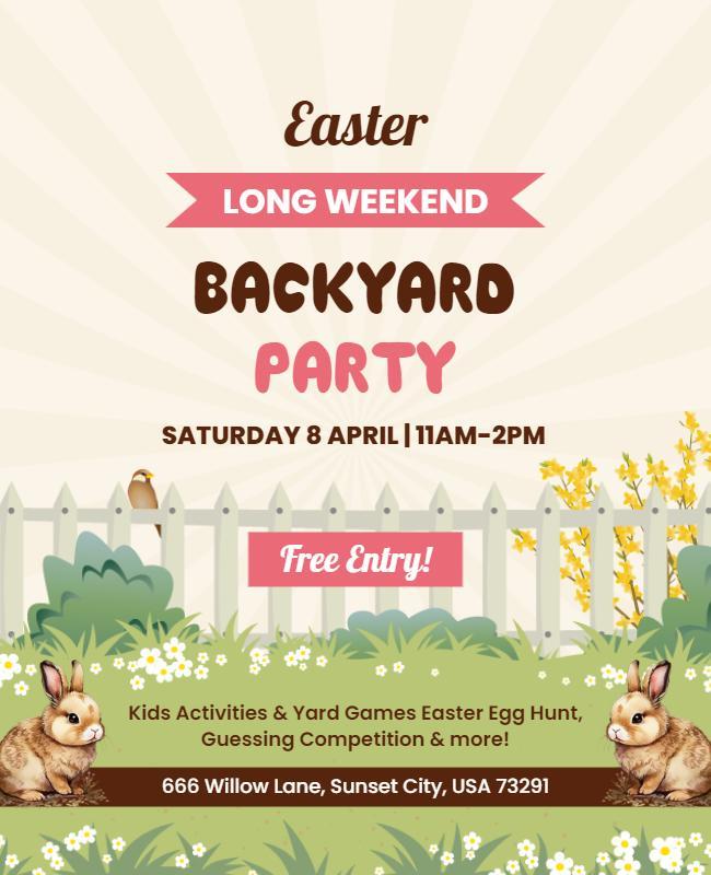 Easter Backyard Long Weekend Party Flyer Template