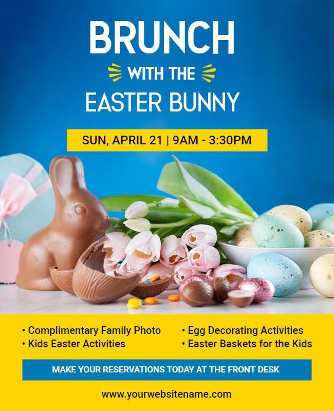 Easter Brunch with Bunny Activities Flyer Template