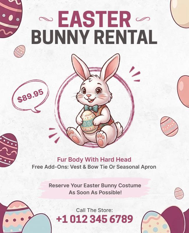 Easter Bunny Costume Rental Flyer Template