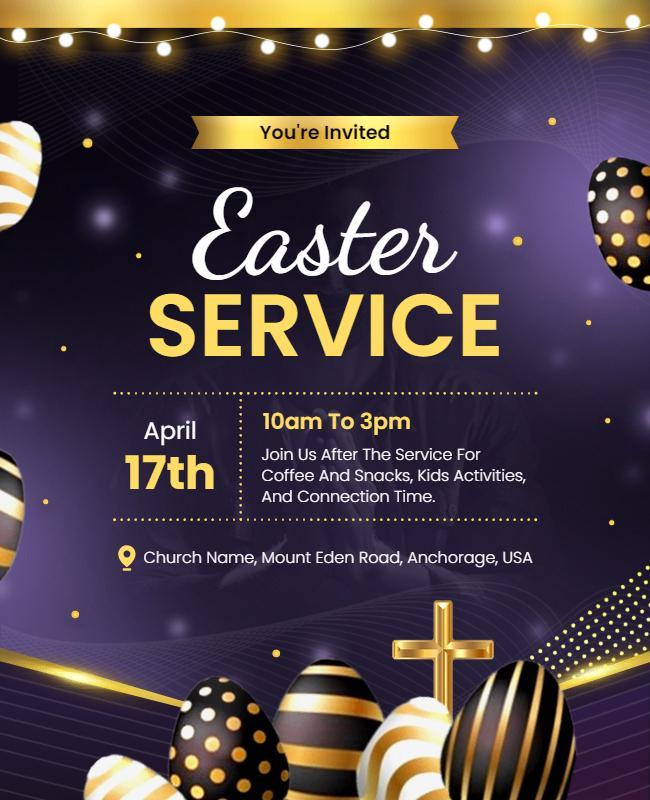 Easter Church Service Invitation Flyer Template