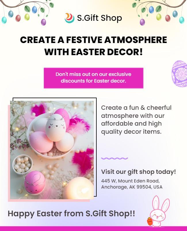 Easter Decoration Sale Gift Shop Flyer Template