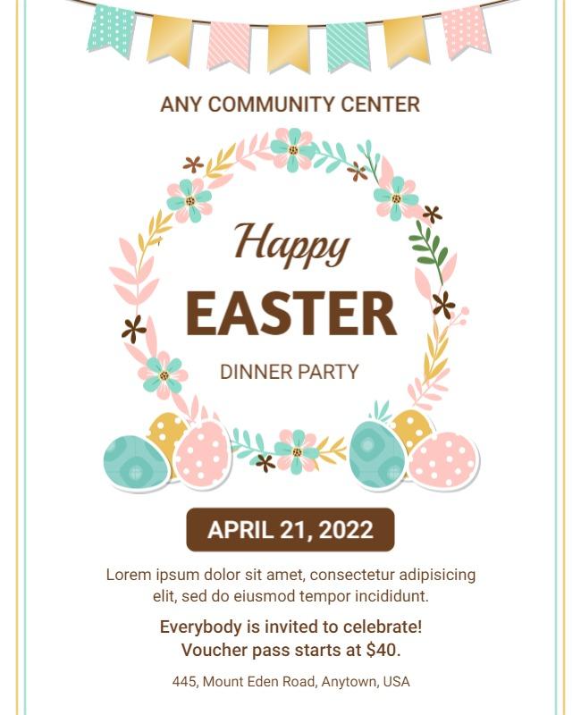 Easter Dinner Party Celebration Flyer Template