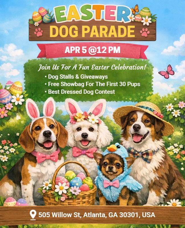 Easter Dog Parade Event Poster Template