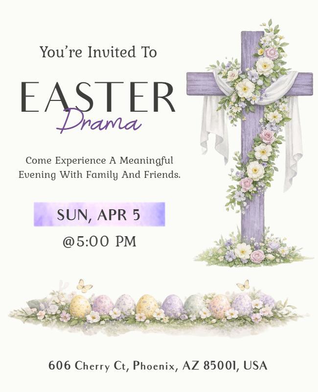 Easter Drama Event Invitation Flyer Template