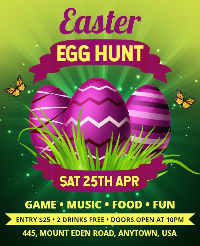 Colorful Easter Egg Hunt Celebration Flyer Template