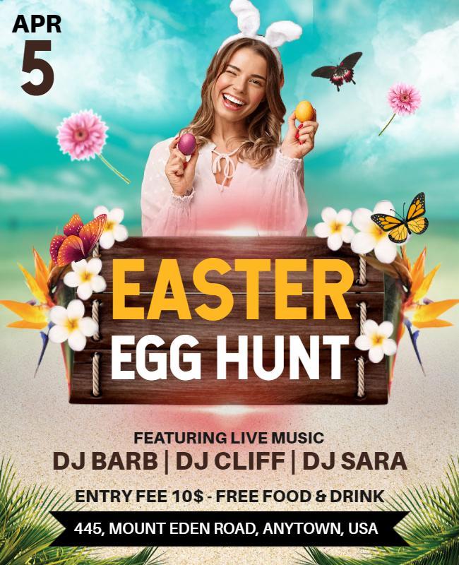 Cheerful Spring Easter Egg Hunt Celebration Flyer Template