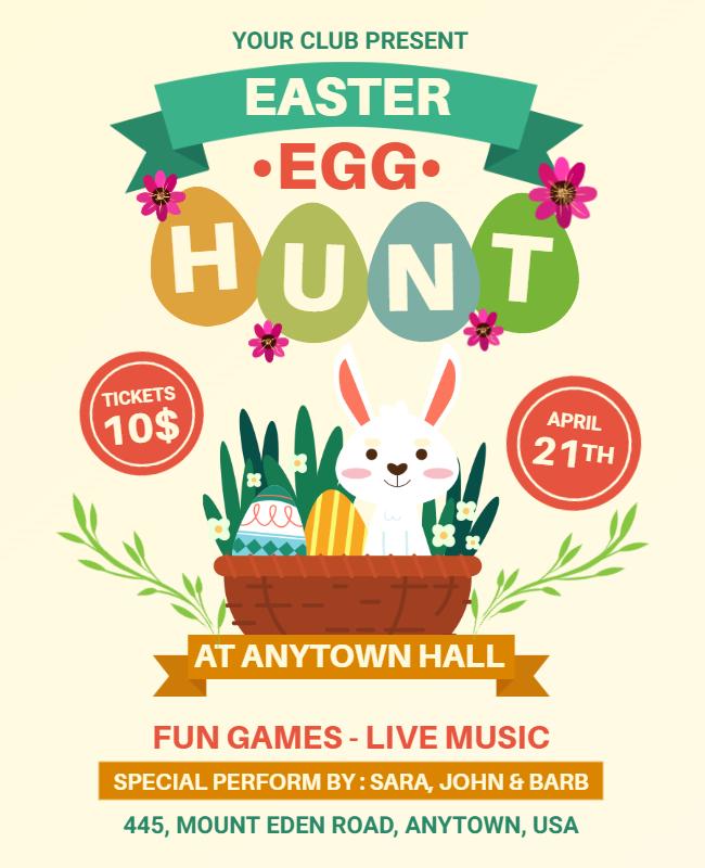 Colorful Spring Easter Egg Hunt Celebration Flyer Template