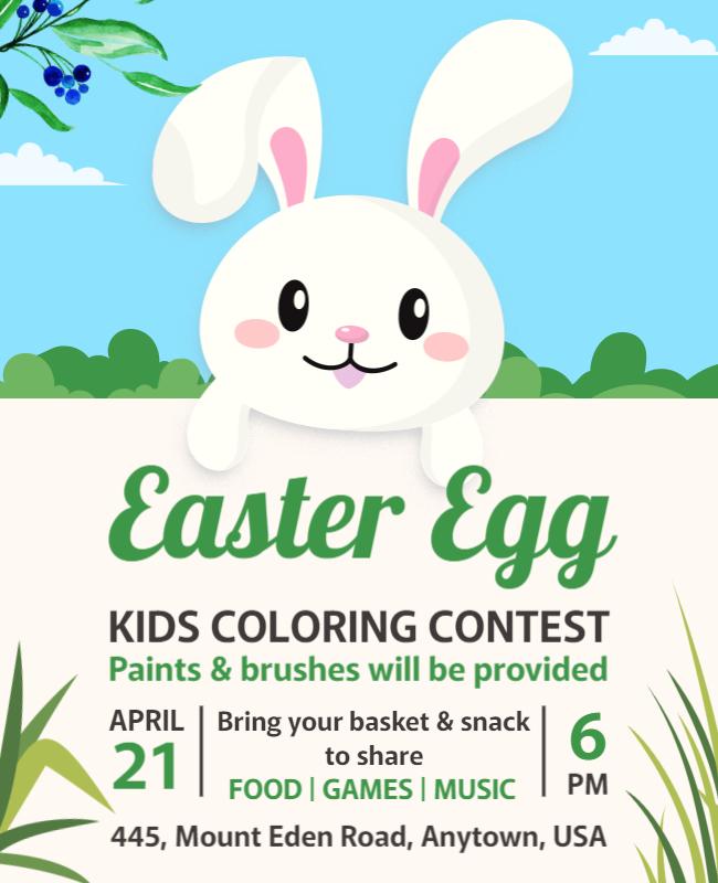 Easter Egg Kids Coloring Contest Flyer Template