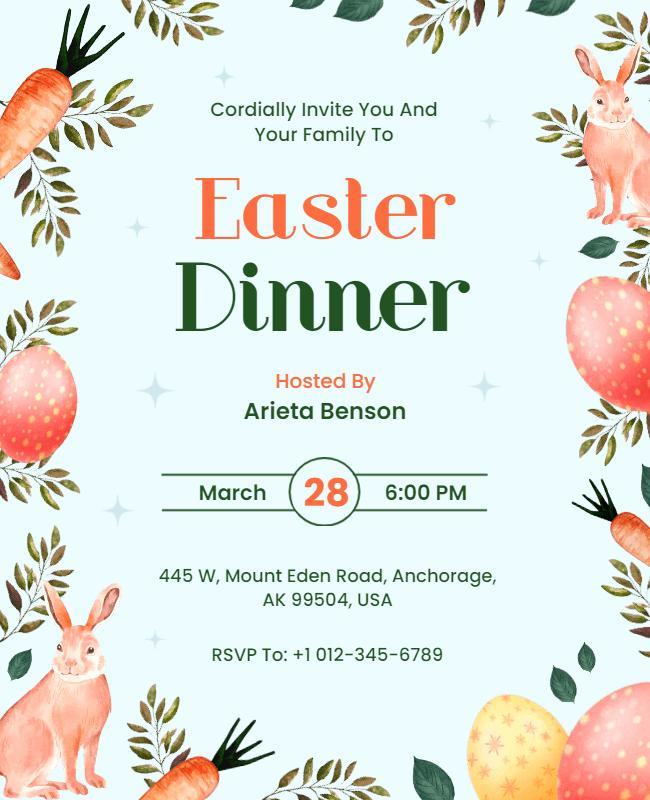 Easter Family Dinner Invitation Flyer Template