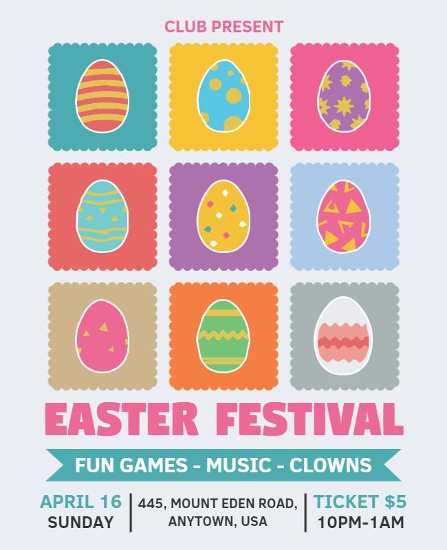 Easter Festival Celebration Activities Flyer Template