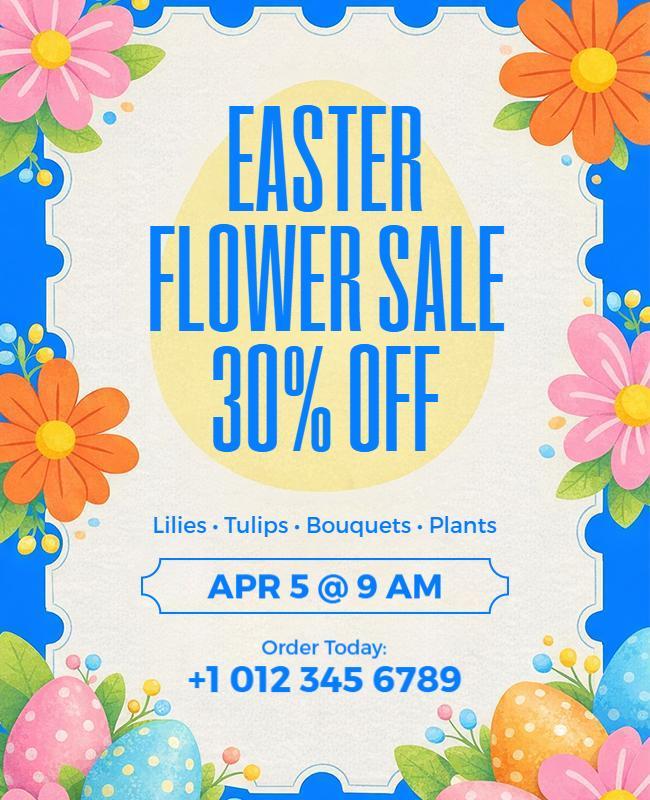 Easter Flower Sale Discount Event Flyer Template