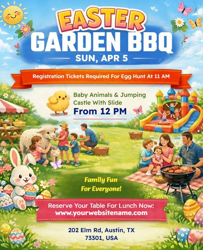 Easter Garden BBQ Family Event Flyer Template