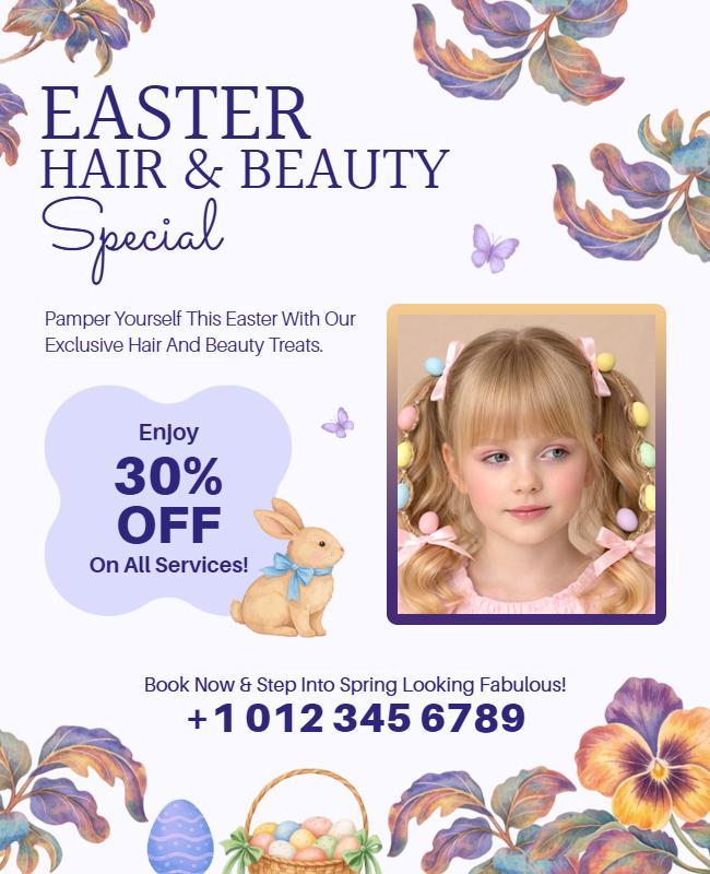 Easter Hair and Beauty Promotion Flyer Template