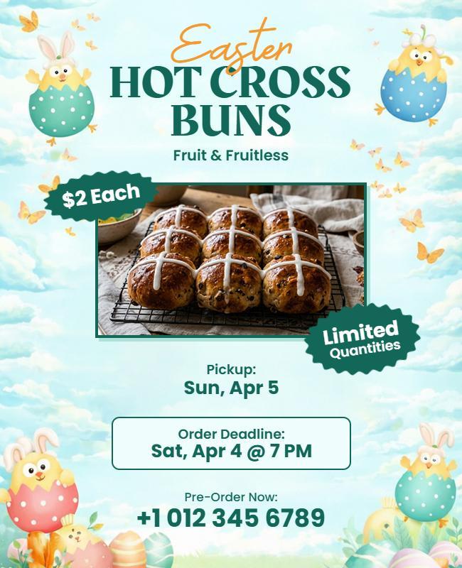 Easter Hot Cross Buns Sale Flyer Template