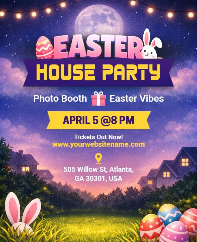 Easter House Party Celebration Flyer Template