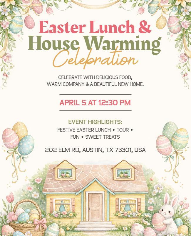 Easter Lunch and Housewarming Celebration Flyer Template
