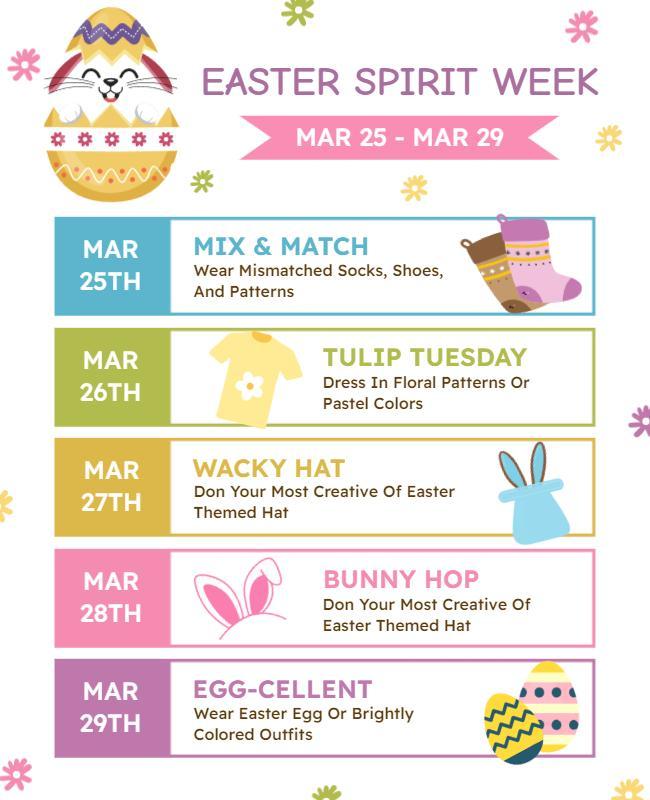 Easter Spirit Week Celebration Flyer Template