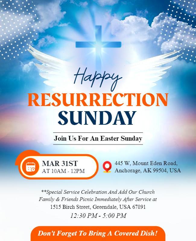 Easter Sunday Church Service Flyer Template