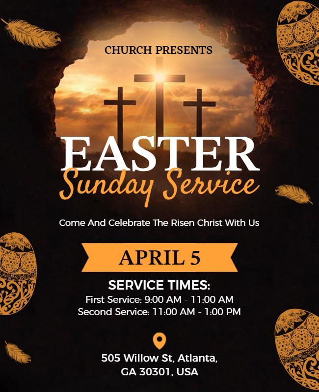 Easter Sunday Church Service Poster Template