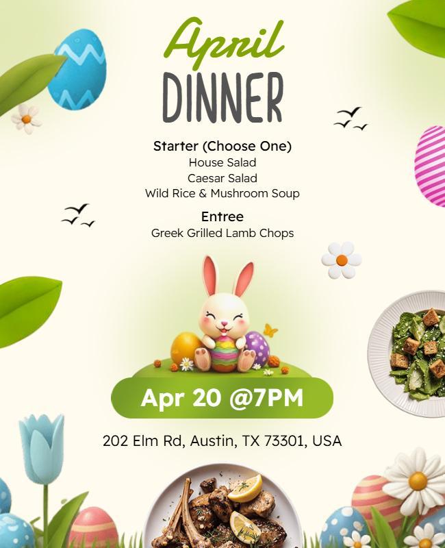 Easter Themed April Dinner Event Flyer Template