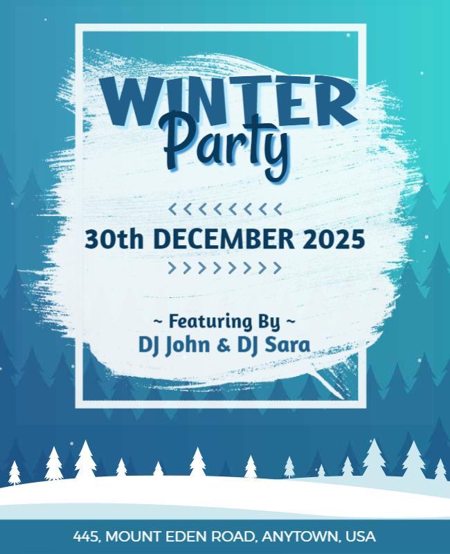 Eastern Blue and Jelly Bean Winter Party Flyer Template