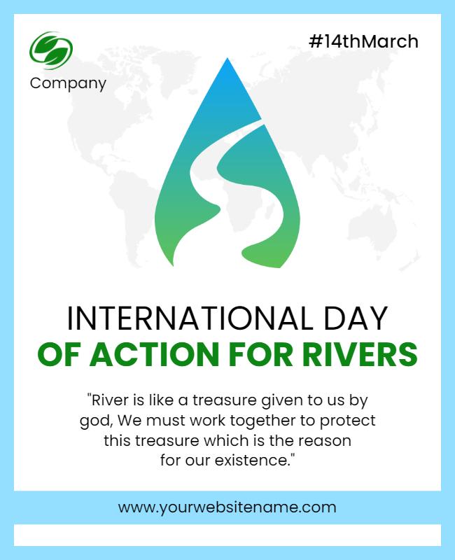 Eco-Friendly Blue International Day for Rivers Poster Template
