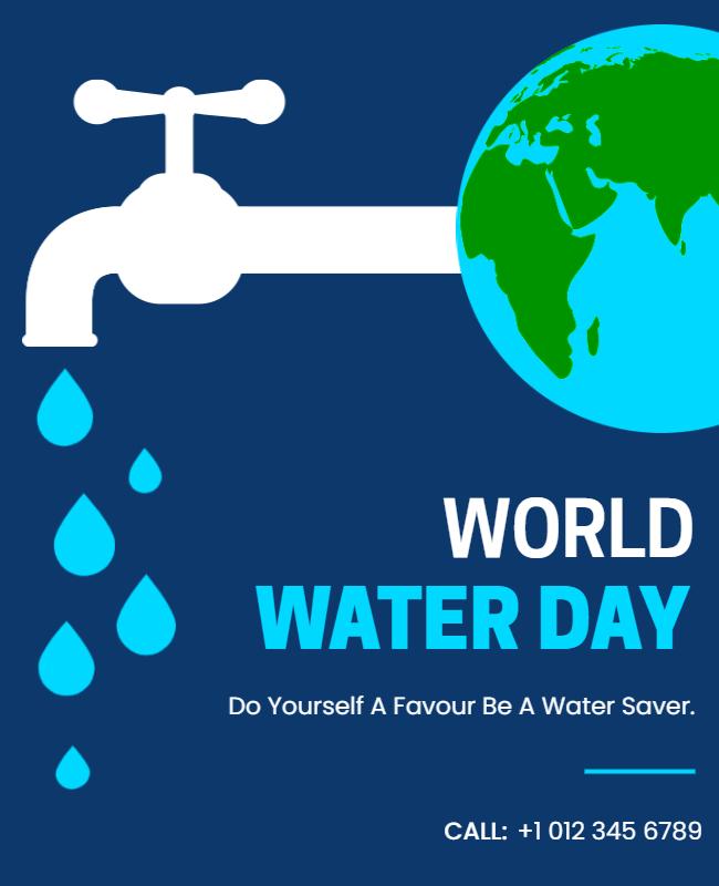 Eco-Friendly Blue World Water Day Awareness Poster Template