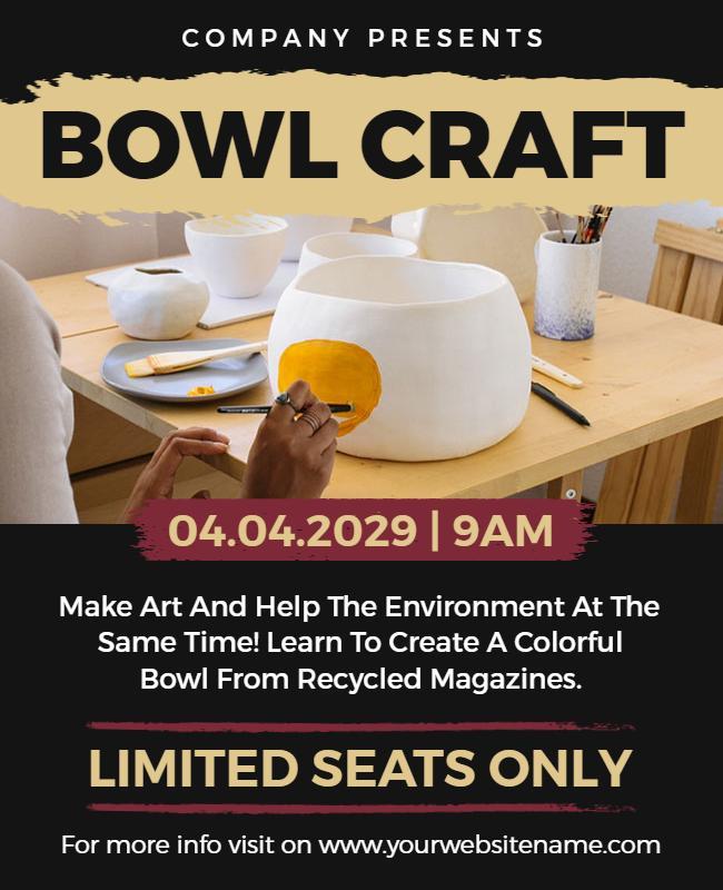 Eco Friendly Bowl Craft Workshop Flyer Template