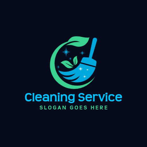 Eco-Friendly Cleaning Service with Vibrant Blue and Green Logo Template