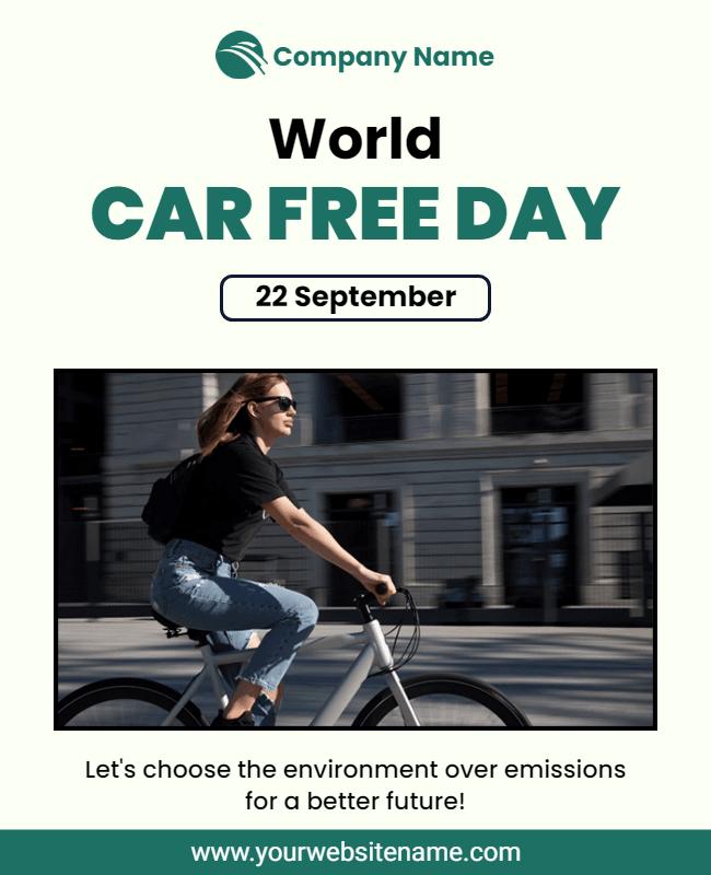 Eco-Friendly Cycling Awareness for World Car Free Day Poster Template