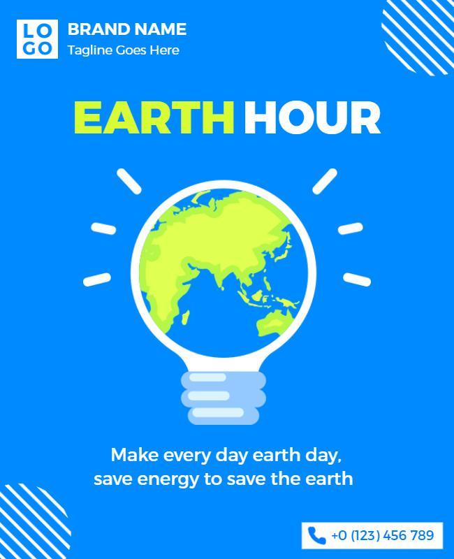 Eco-Friendly Earth Hour Awareness Campaign Poster Template