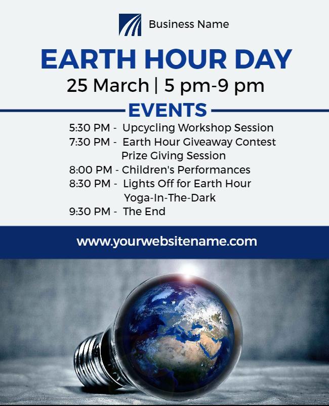 Eco-Friendly Earth Hour Day Celebration Event Poster Template