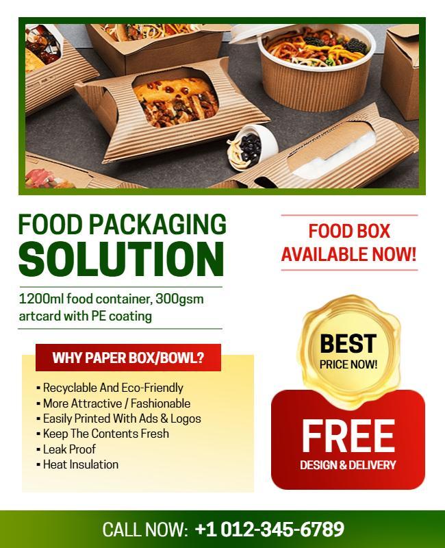 Eco-Friendly Food Packaging Solution Flyer Template