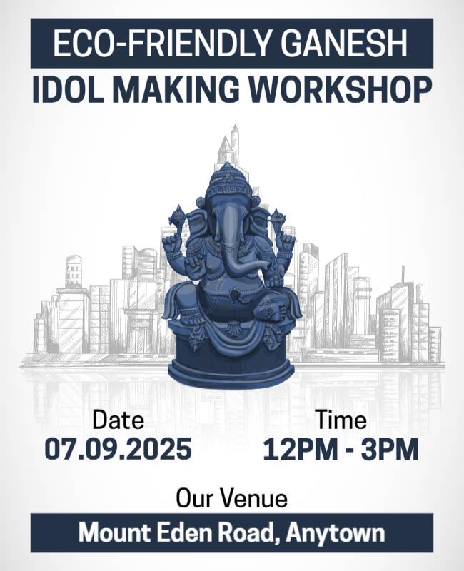 Eco-Friendly Ganesh Idol Making Workshop Poster Template
