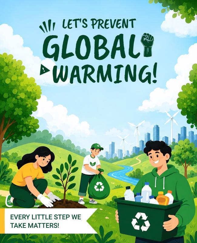 Eco-Friendly Global Warming Action Initiative Poster Template
