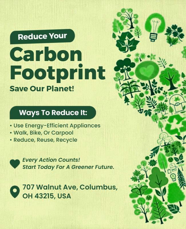 Eco-Friendly Green Carbon Footprint Awareness Poster Template