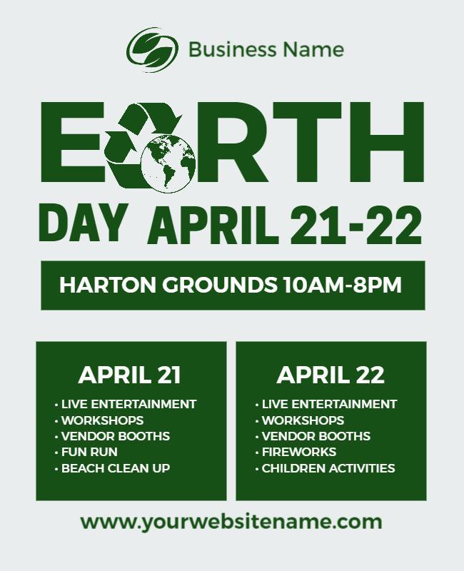 Eco-Friendly Green Earth Day Celebration Poster Template