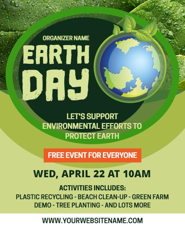 Eco-Friendly Green Earth Day Community Event Poster Template