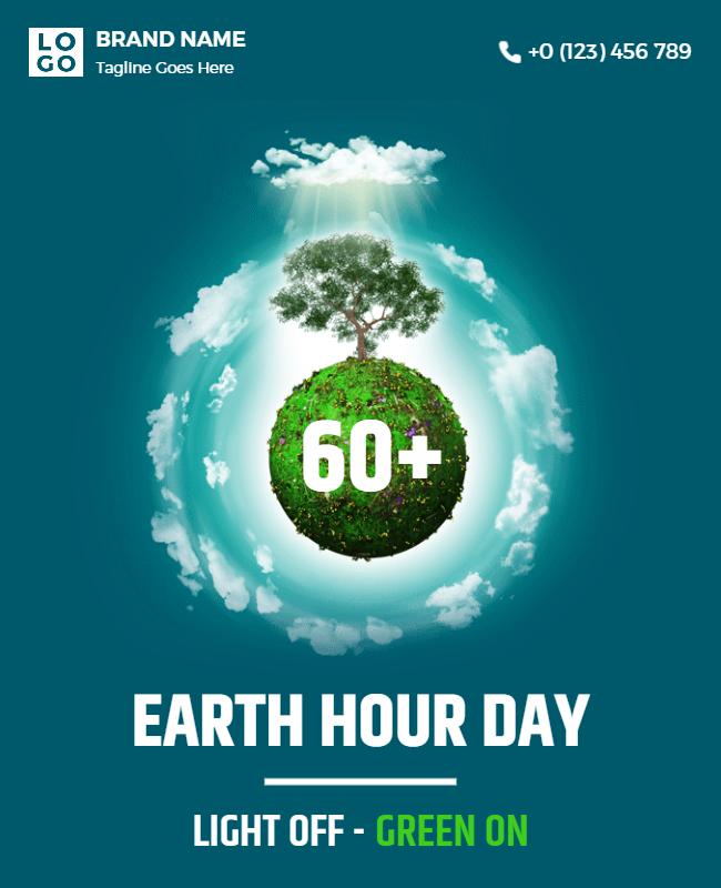 Eco-Friendly Green Earth Hour Day Awareness Poster Template