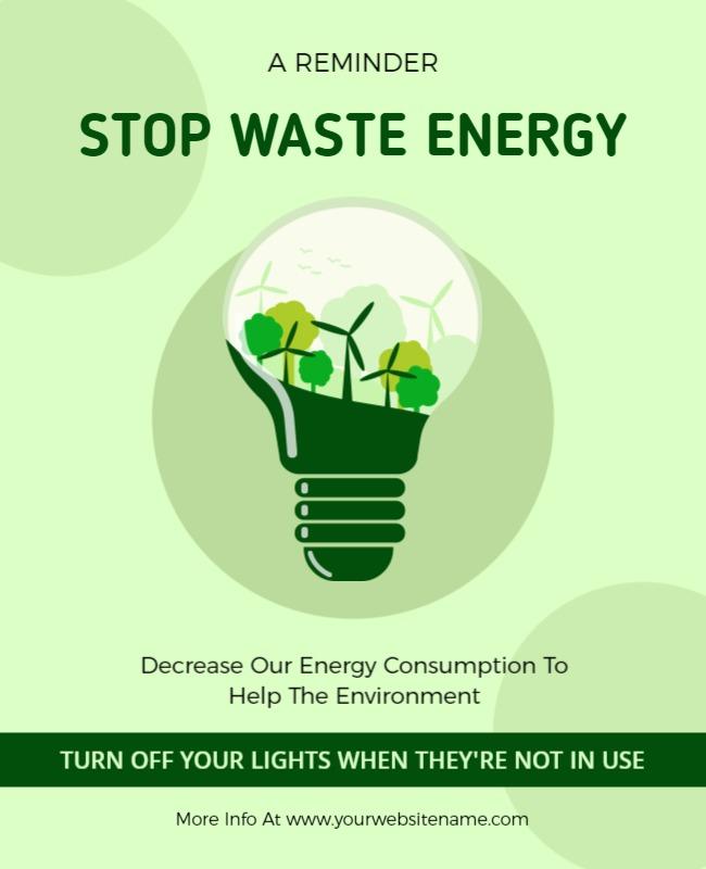Eco-Friendly Green Energy Conservation Reminder Poster Template