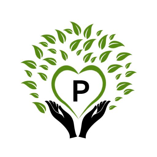 Eco-Friendly Green Heart with Letter P Alphabet Logo Template