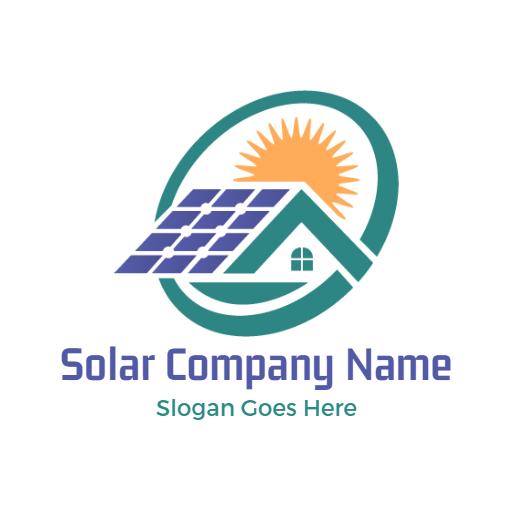 Eco-Friendly Green Home with Solar Energy Solutions Logo Template