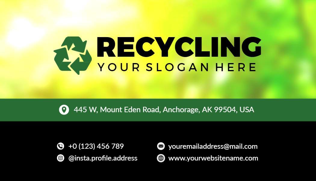 Eco-Friendly Green Recycling Awareness Business Card Template