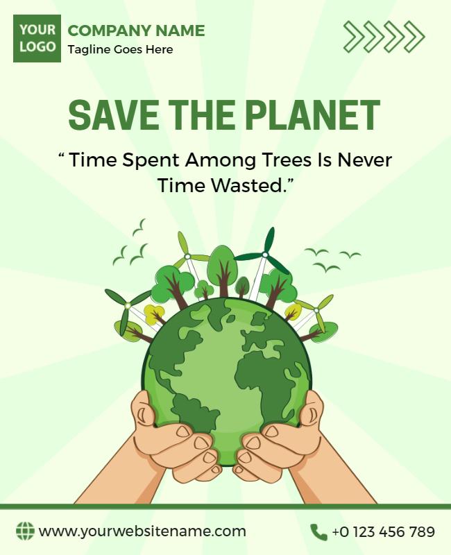 Eco-friendly Green Save the Planet Awareness Poster Template
