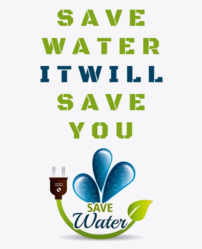 Eco-Friendly Green Save Water Awareness Poster Template