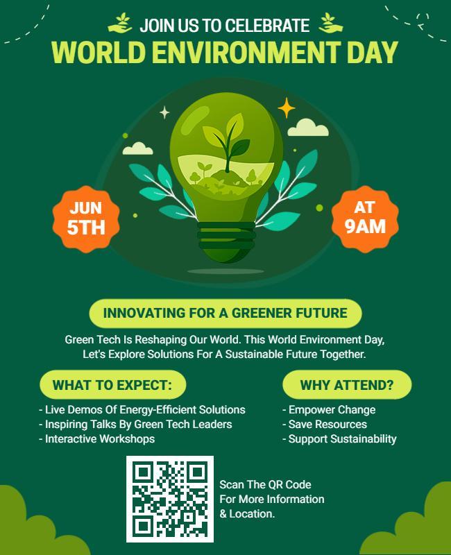 Eco-Friendly Green Technology World Environment Day Poster Template