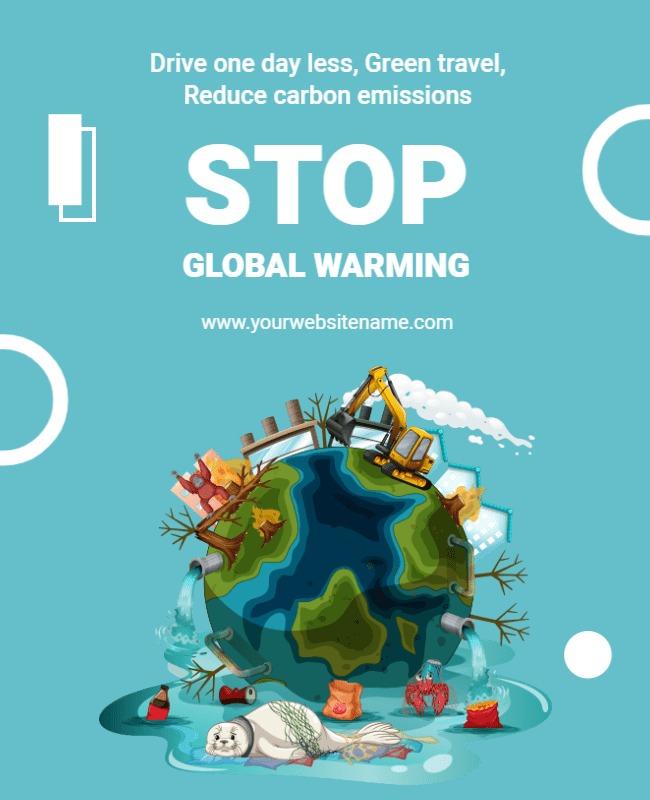 Eco-Friendly Green Travel Awareness Global Warming Poster Template