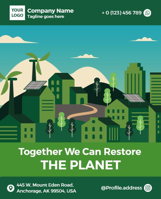 Eco-Friendly Green Urban Sustainability Initiative Poster Template