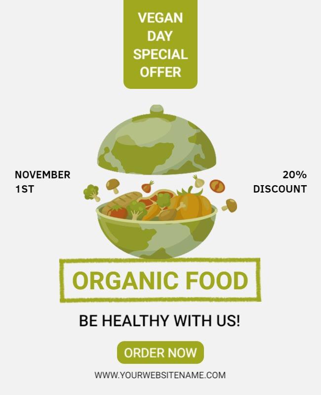 Eco-Friendly Green Vegan Food Promotion Poster Template